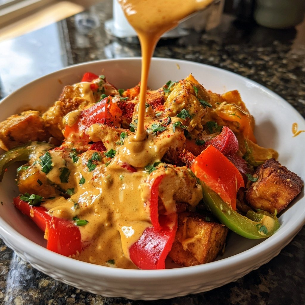 Tofu Erdnuss Rührbraten