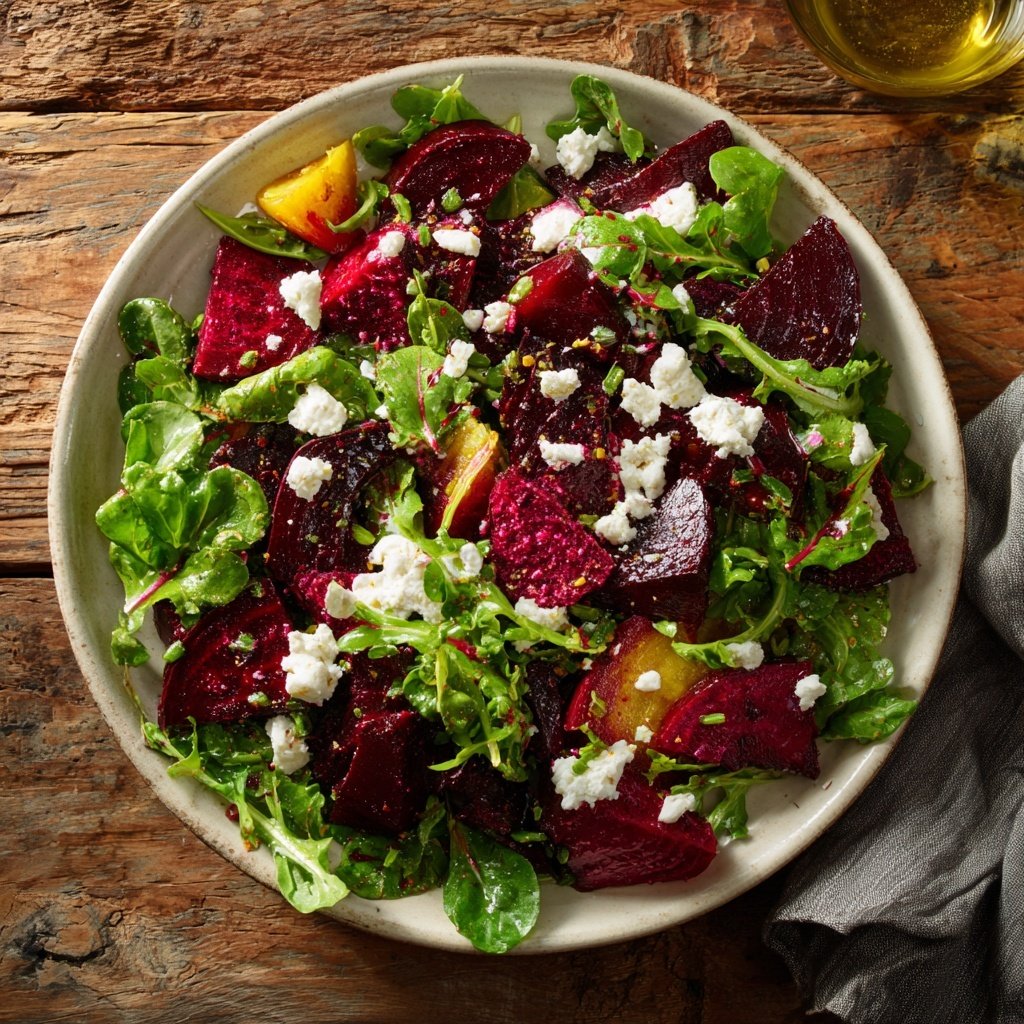 Geroesteter Röhren und Ziegenkäse Salat