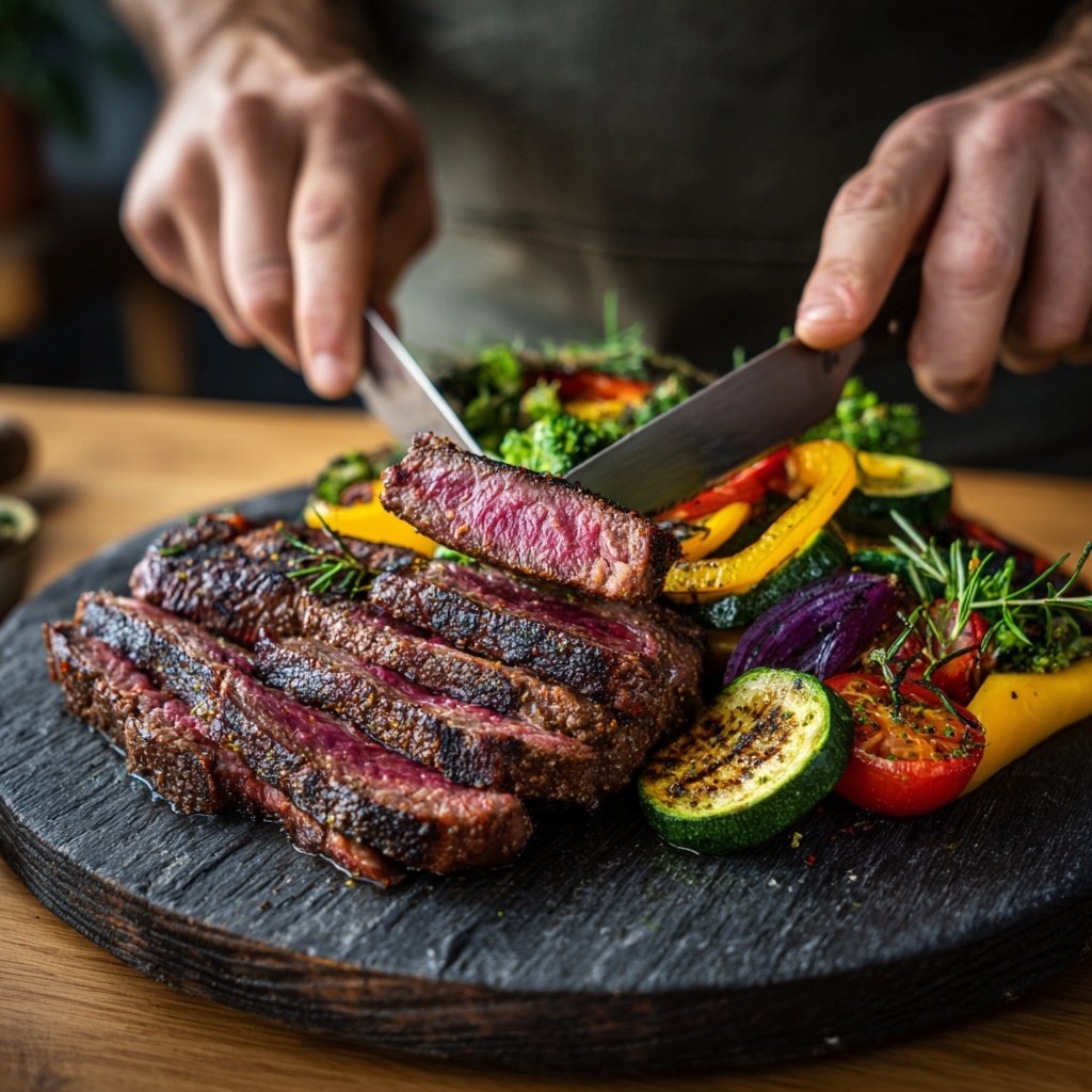 Gegrilltes Steak Gemüse Teller