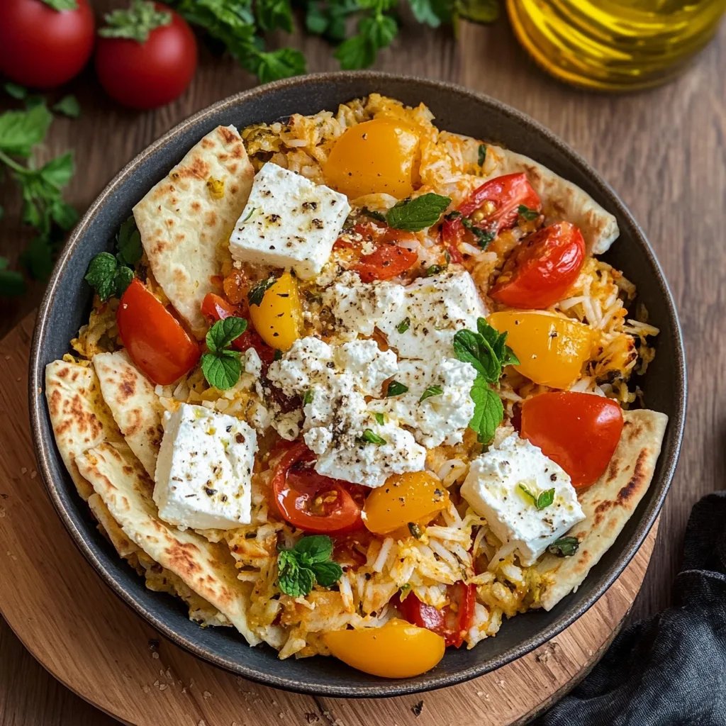 Gemüse Reispfanne mit Feta