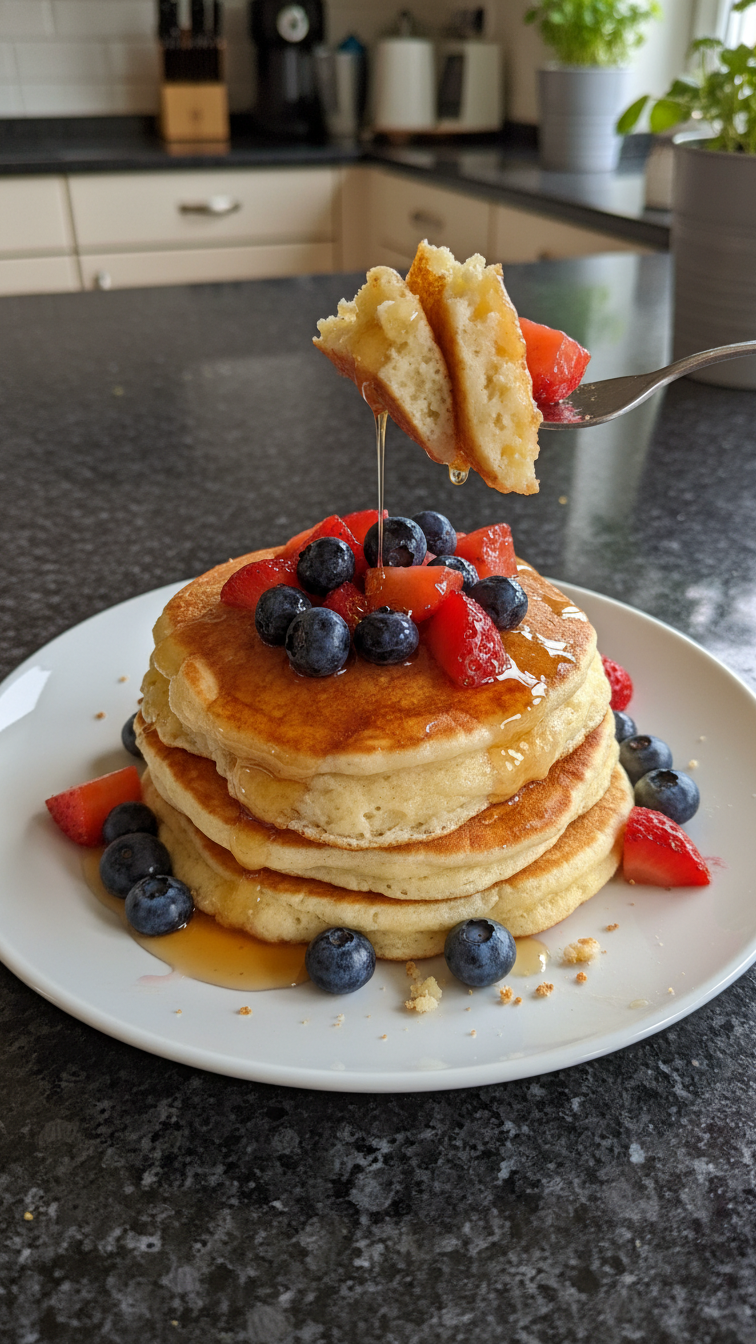 Lockere Pfannkuchen mit Beeren
