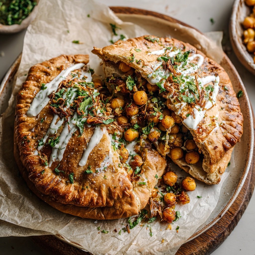 Knusprige Kichererbsen Pita Taschen