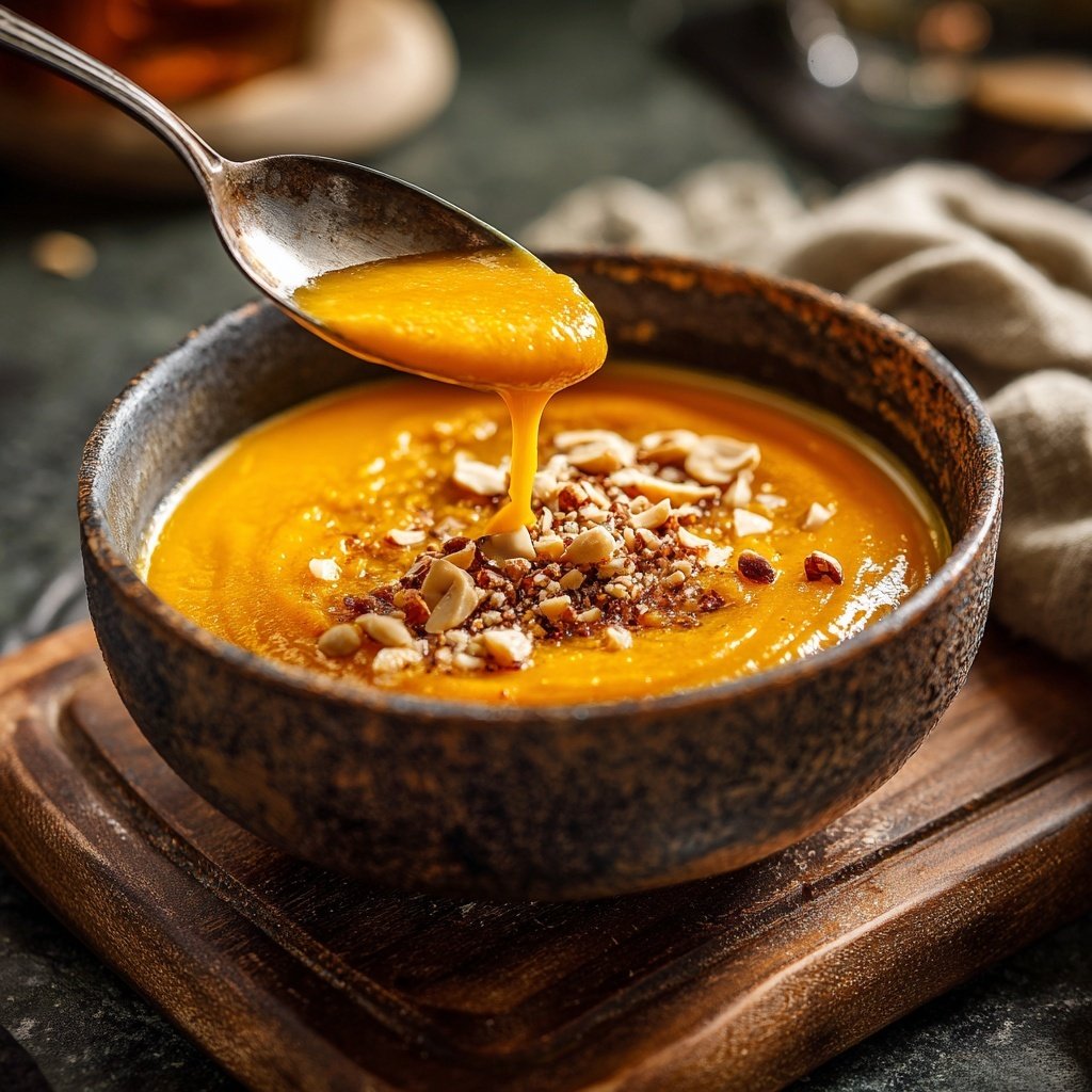 Scharfe Erdnusssuppe Süßkartoffel