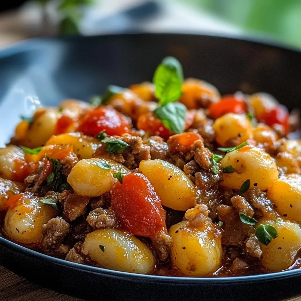 Gnocchi-Pfanne mit Hackfleisch und Paprika