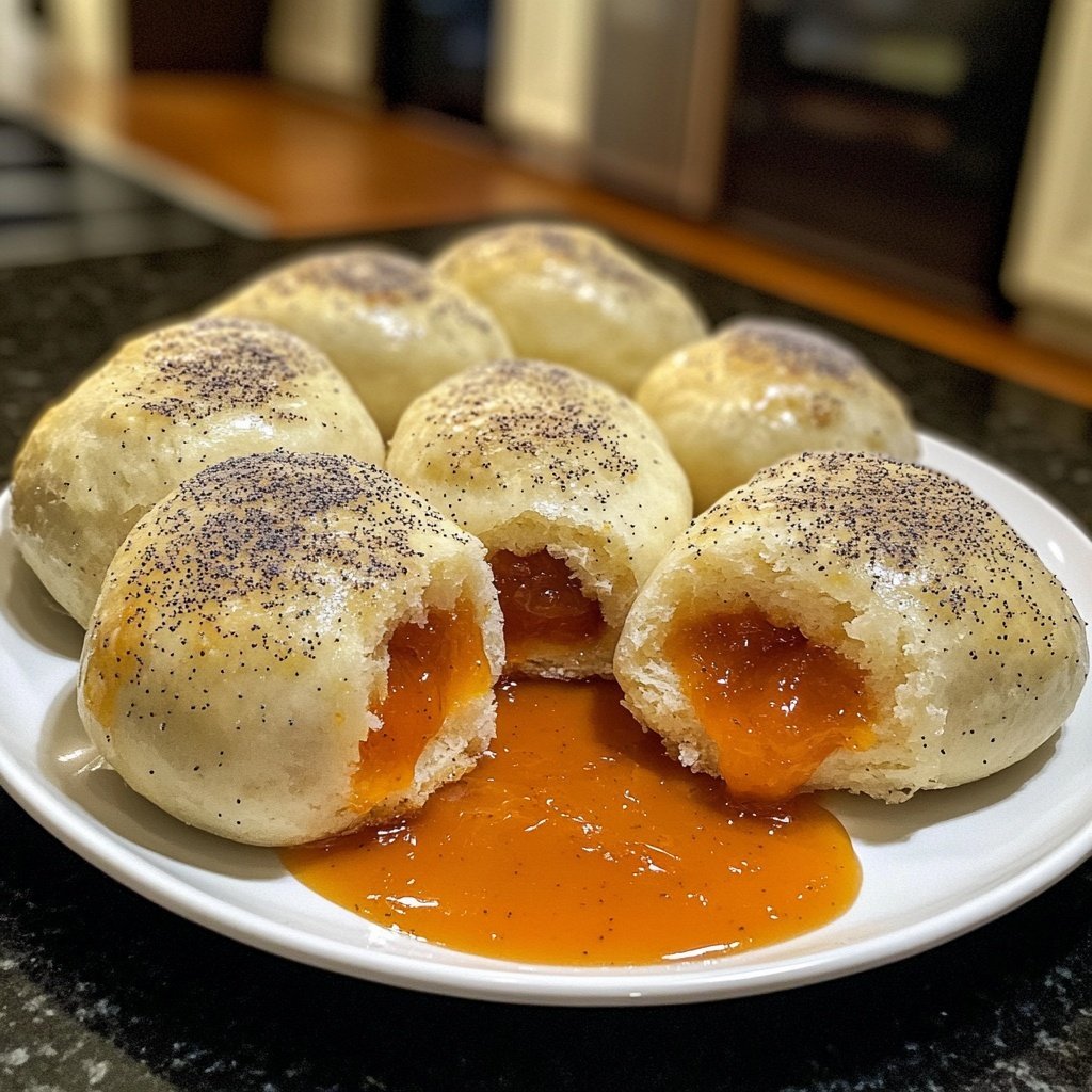 Germknödel mit Vanillesauce und Mohnzucker
