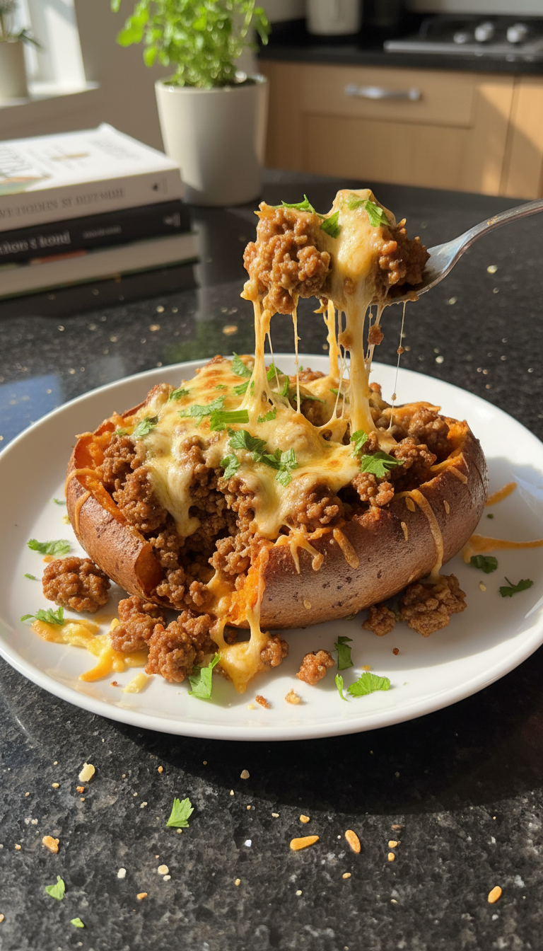 Gefüllte Süßkartoffeln mit Rind