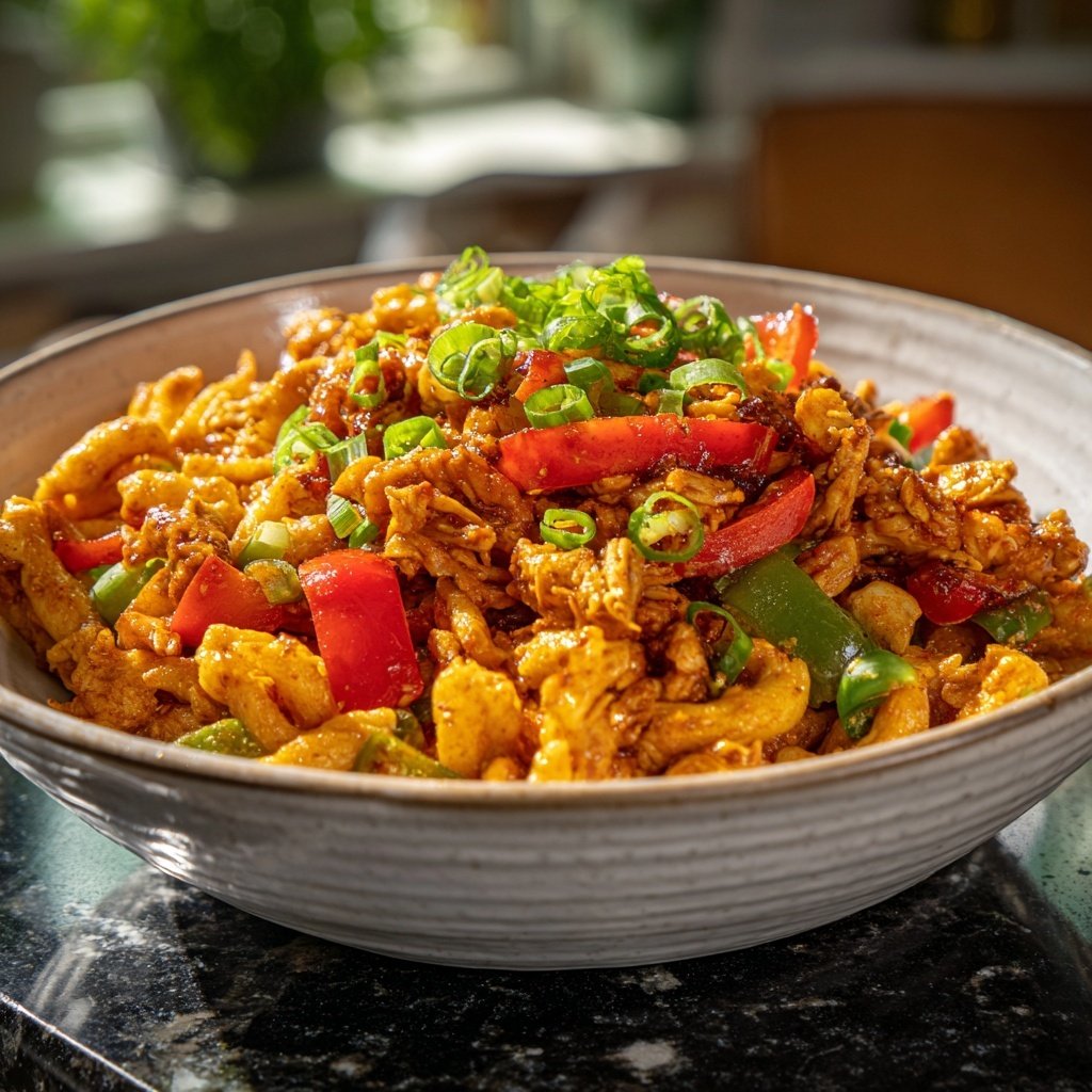 Knusprige Chili Truthahn Nudeln