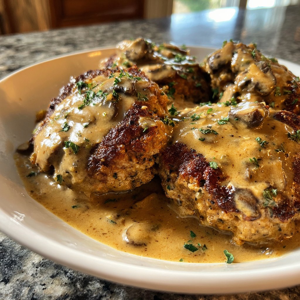 Salisbury Steak Pilz Soße Sauce