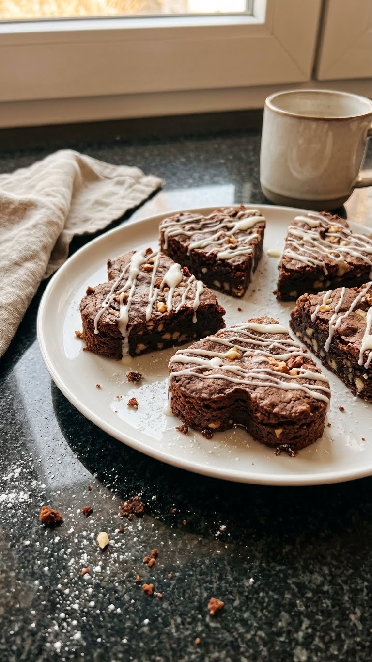 Nussige Vanille Herz Brownies