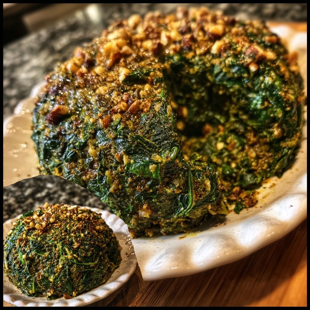 Cremiger Spinat mit Muskatnuss Topping