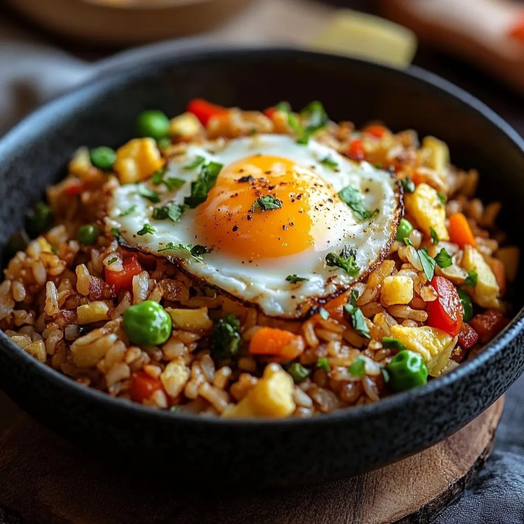 Gebratener Reis mit Gemüse und Ei