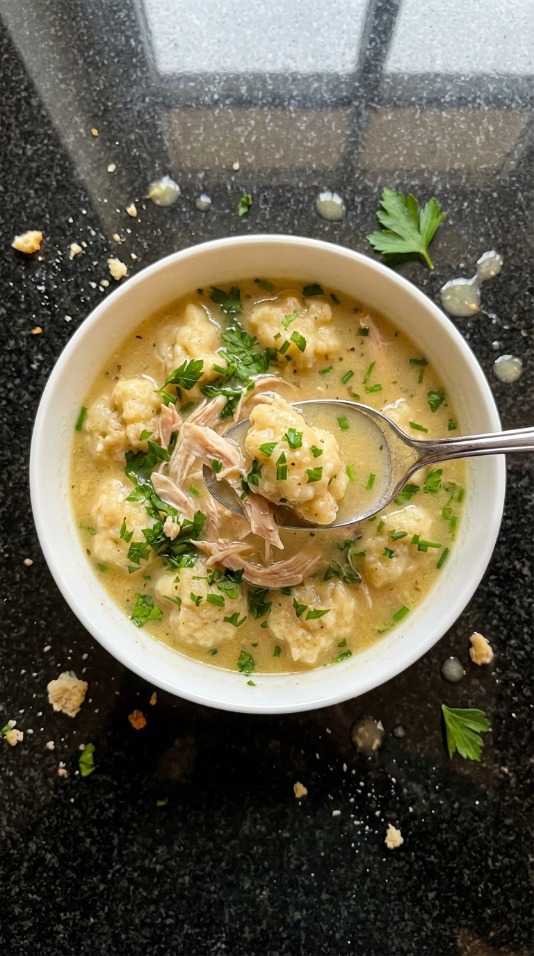 Traditionelle Hähnchen Klößchen Suppe
