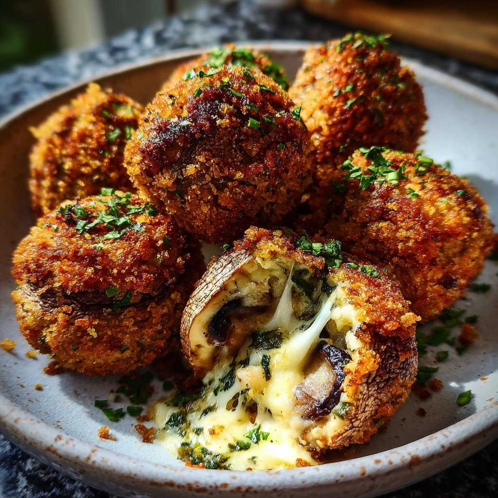 Gefüllte Pilze Panko Brotkrümel