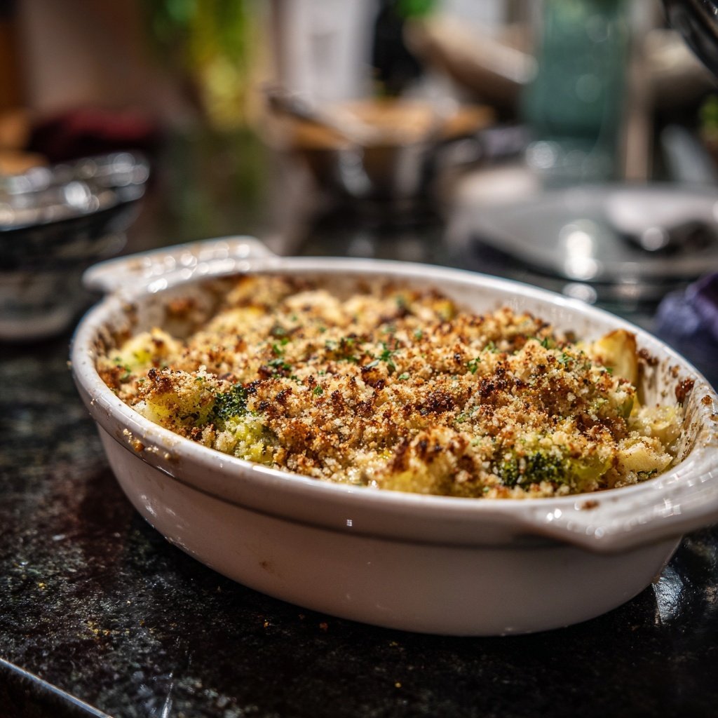 Brokkoli und Apfel-Crumble