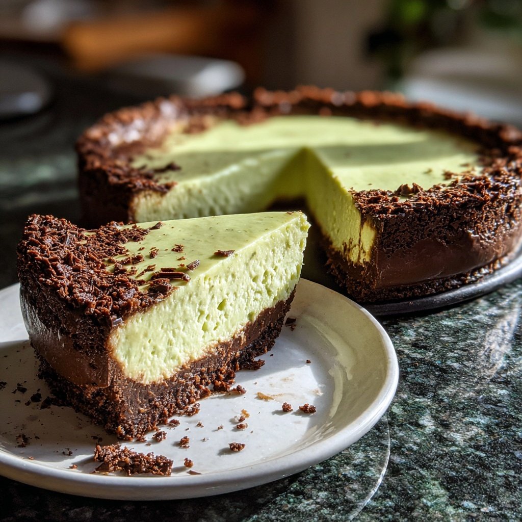 Pfefferminz Käsekuchen mit Schokolade Kruste
