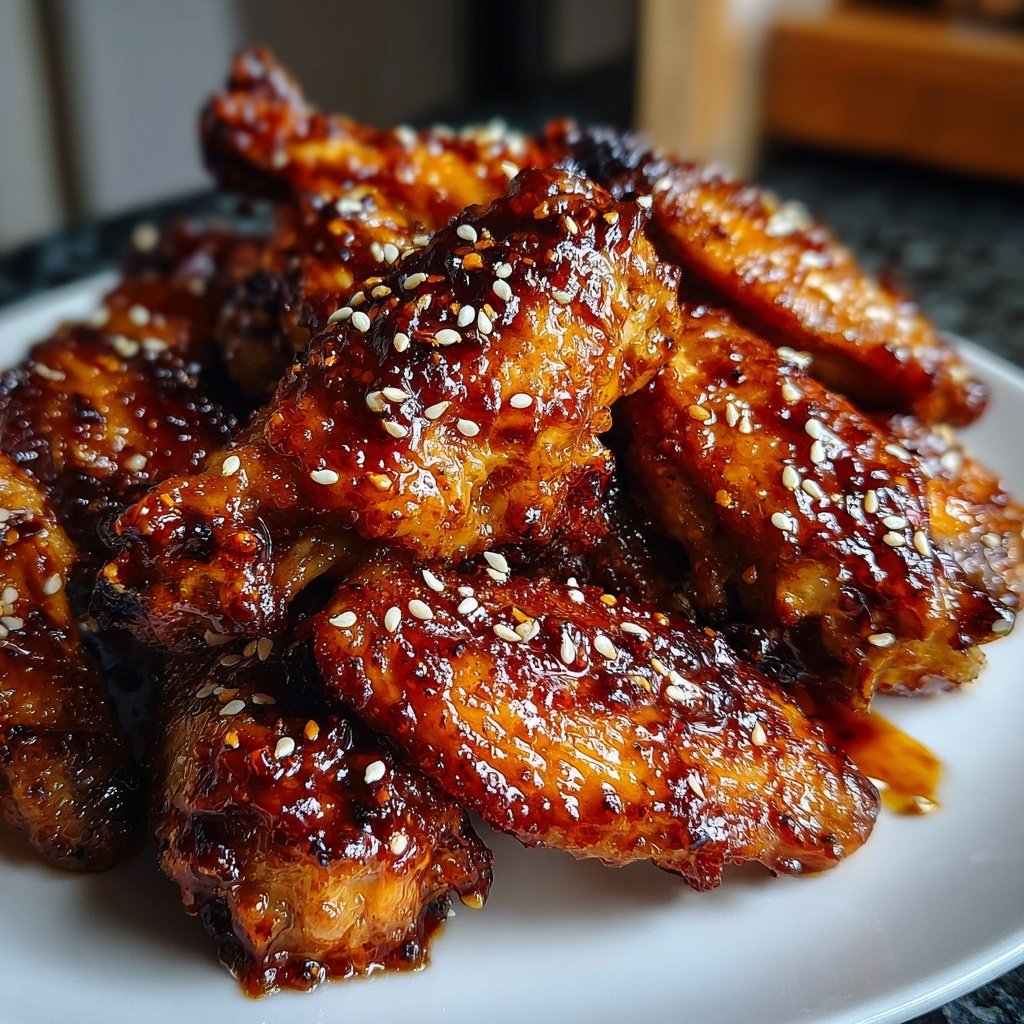 Tamarinde glasiertes Hähnchen Wings Sesam