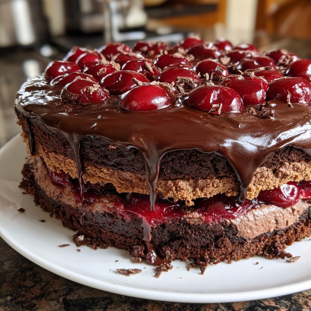 Schoko Kirsch Torte elegante Küche