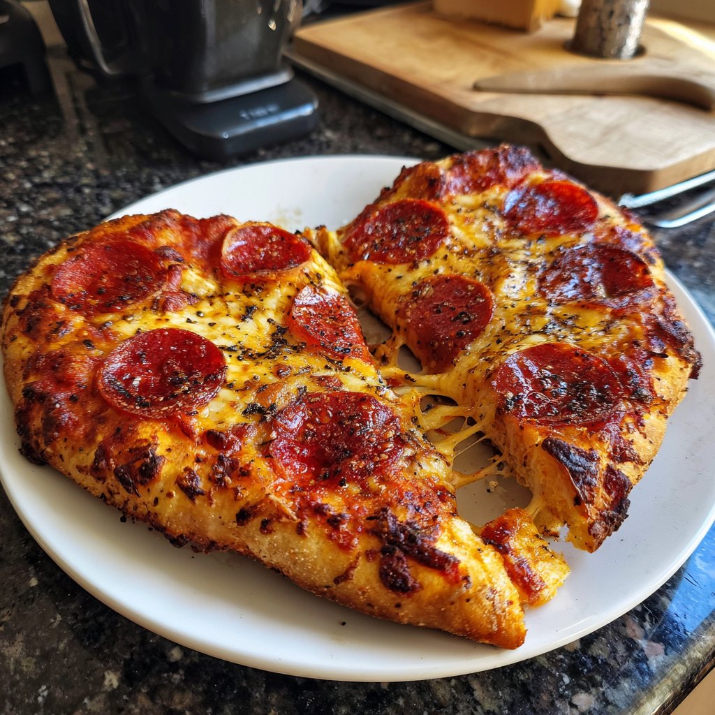 Herzförmige Peperoni Pizza romantisch