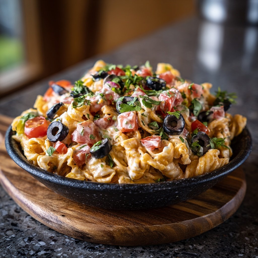 Taco-Pasta-Salat mit Oliven