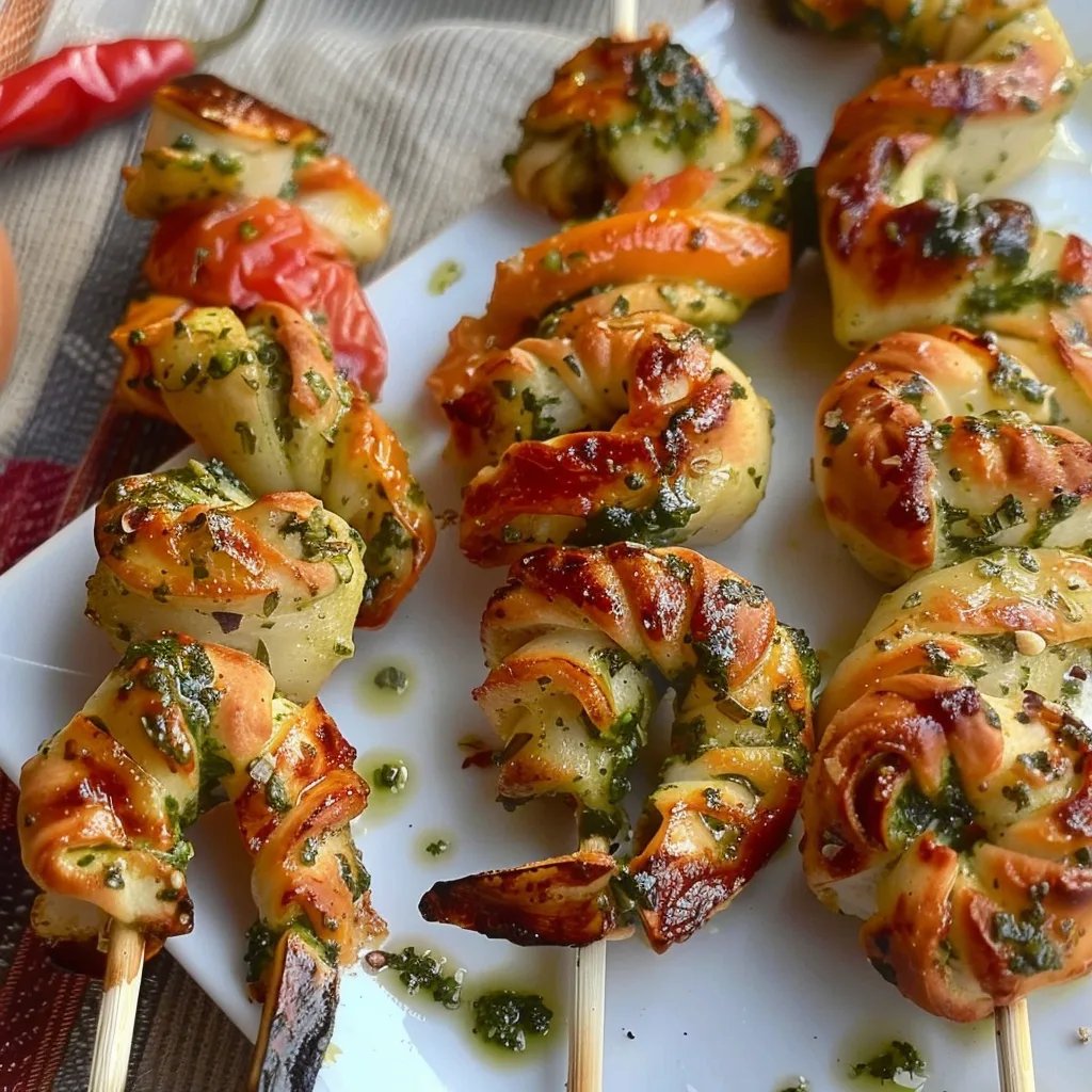 Bastones de hojaldre con pesto verde y rosso