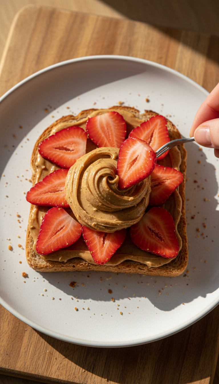 Erdbeer Mandelbutter Toast